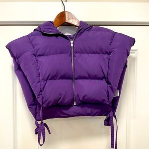Crop Puffer Vest, Purple, Small